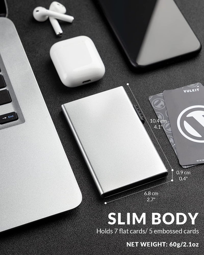 VULKIT Minimalist Credit Card Holder Pop Up Cards RFID Protection Slim Metal Wallet - Image 2